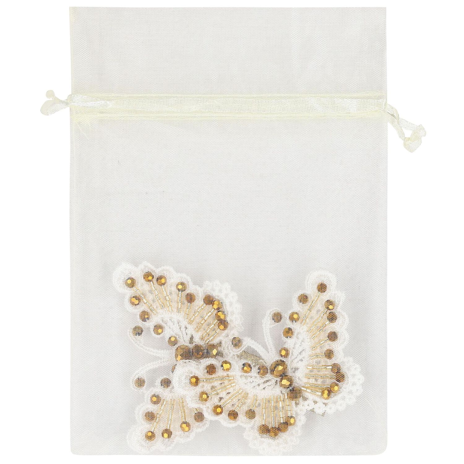 Girls White & Gold Embellished Butterfly Hair Clip, 3, hi-res image number null