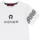 Younger Boys White Logo T-Shirt, 1, hi-res