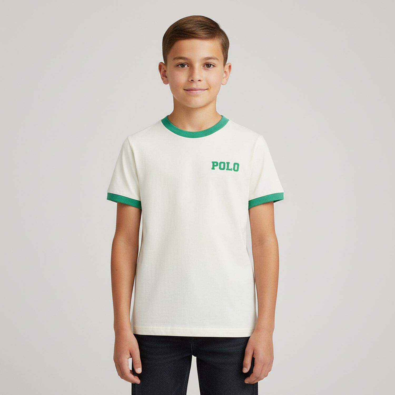 Boys Ivory Polo Logo T-Shirt, 1, hi-res
