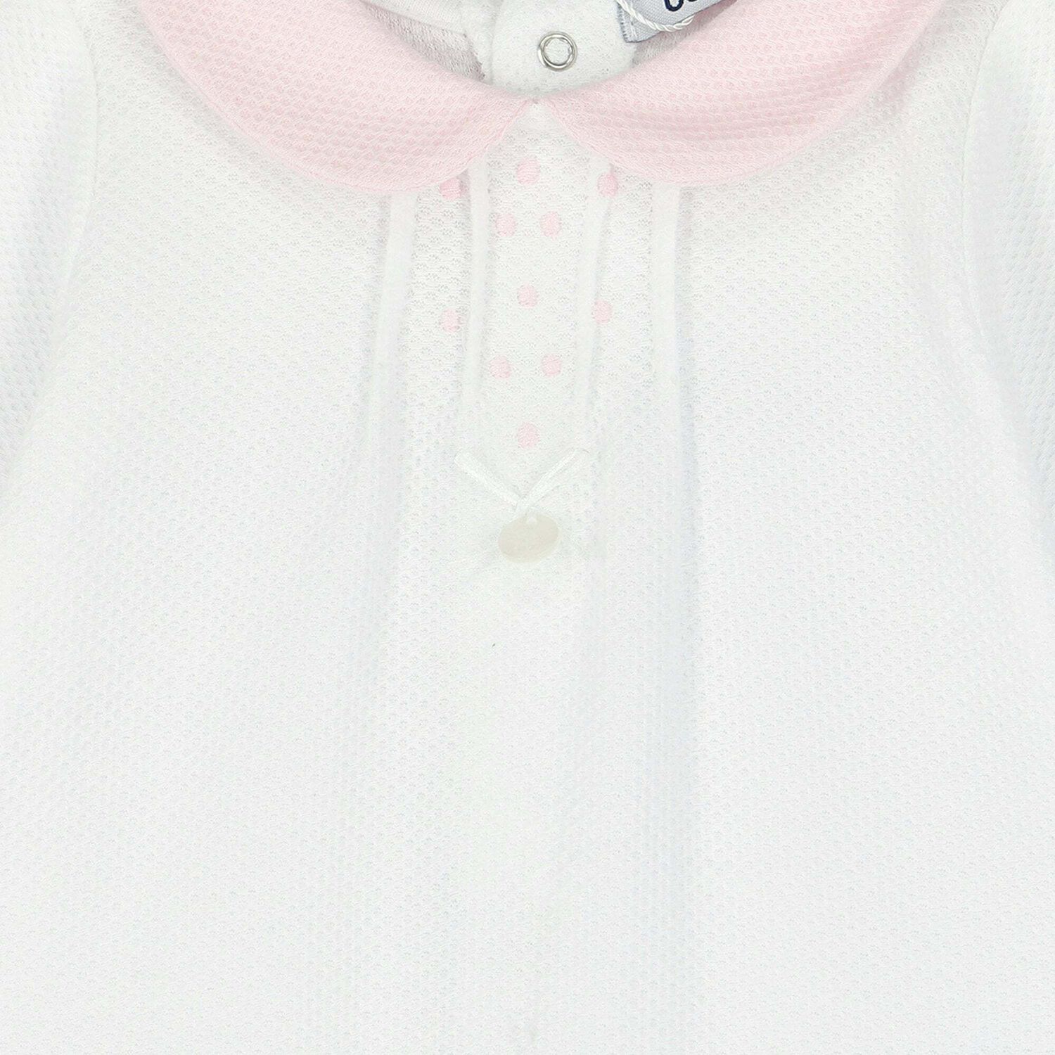 Baby Girls White & Pink Babygrow, 1, hi-res