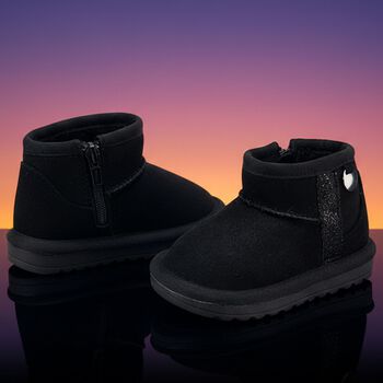 Younger Girls Black Faux Suede Boots