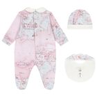 Baby Girls Pink & Blue Geo Map Babygrow Gift Set, 2, hi-res