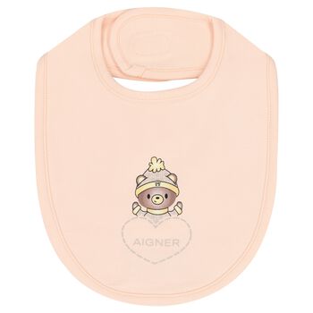 Orange Teddy Bear Logo Baby Bib