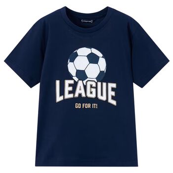 Boys Navy Blue Football T-Shirt