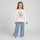 Girls Ivory Horse Long Sleeve Top, 1, hi-res
