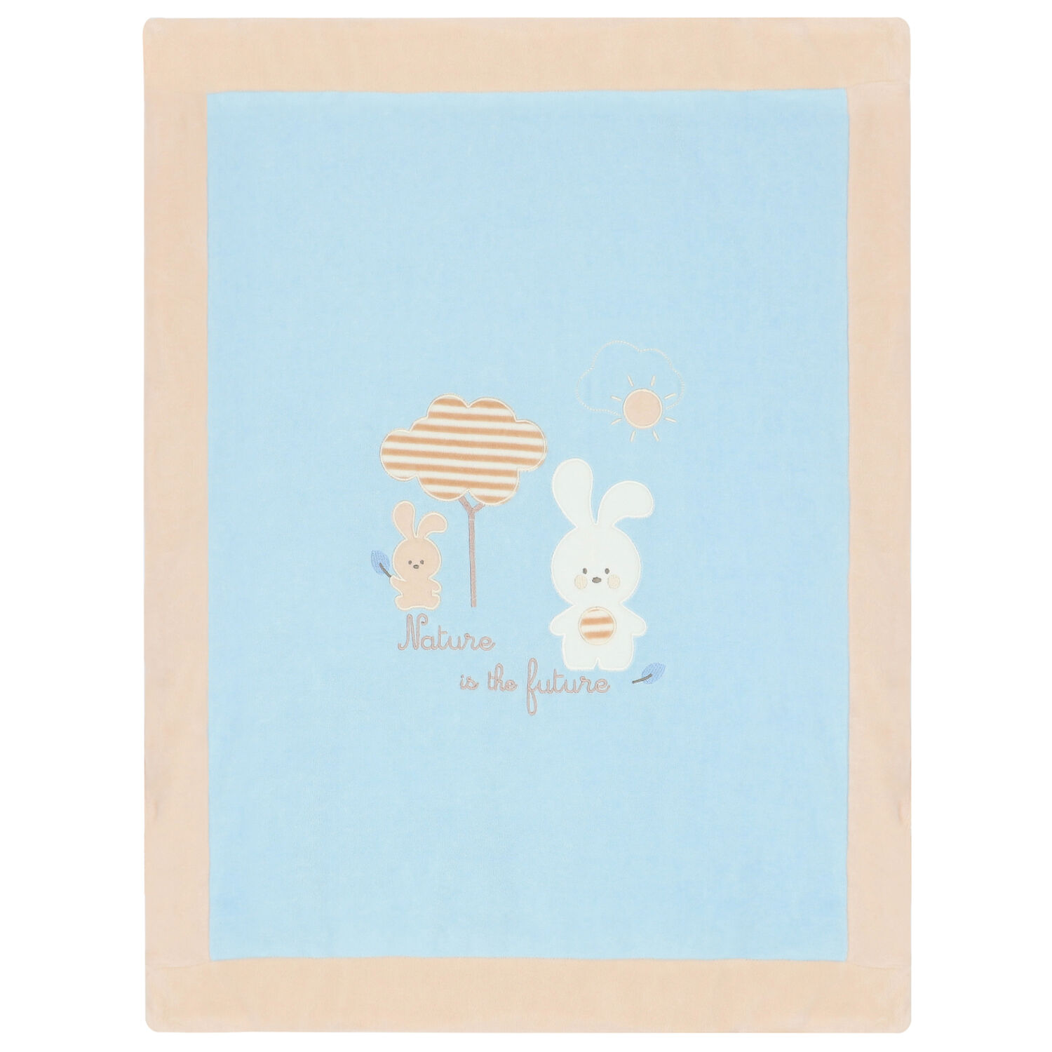 Baby Boys Blue Rabbit Blanket, 1, hi-res