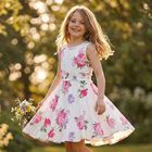 Girls White Floral Dress, 3, hi-res