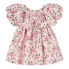 Baby Girls Pink Floral Puff Sleeve Dress, 1, hi-res