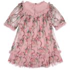 Girls Pink Floral Ruffled Tulle Isabella Dress, 2, hi-res