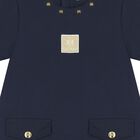 Girls Navy Blue Logo Pleated Dress, 2, hi-res