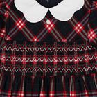 Girls Navy Blue & Red Tartan Check Dress, 1, hi-res
