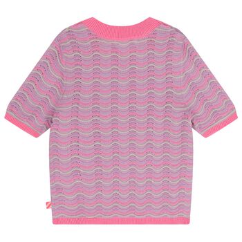 Girls Pink & Purple Crochet Knit Top