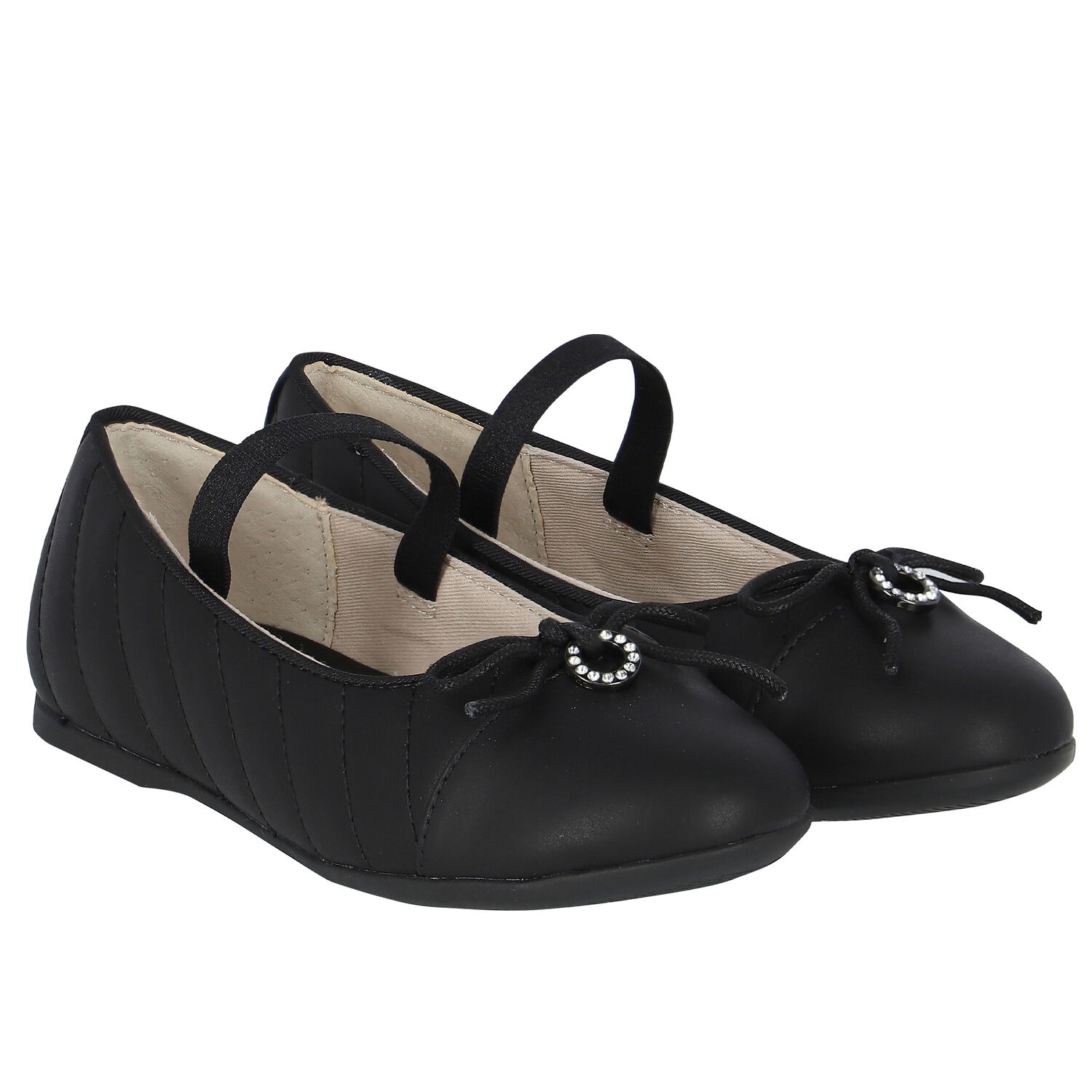 Girls Black Ballerina Shoes, 1, hi-res