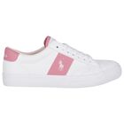 Girls White & Pink Logo Trainers, 1, hi-res