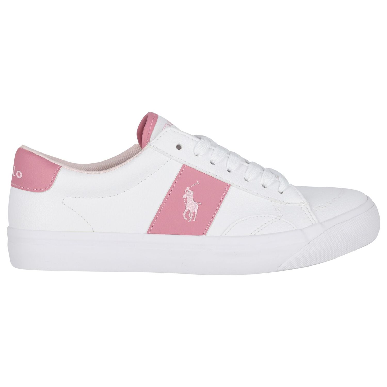Girls White & Pink Logo Trainers, 1, hi-res image number null