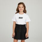 Girls White & Black Logo Dress, 1, hi-res