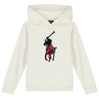 Boys Ivory Logo Hooded Top, 2, hi-res