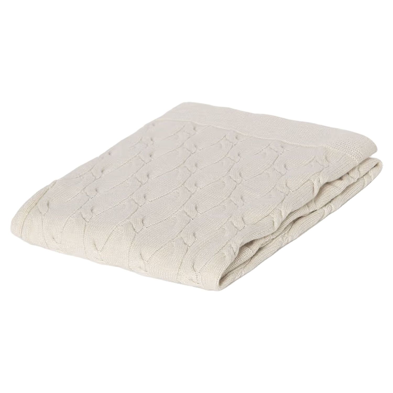 Beige Knitted Baby Blanket, 1, hi-res