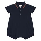 Baby Boys Navy Blue Web Stripe Romper & Hat Set, 1, hi-res