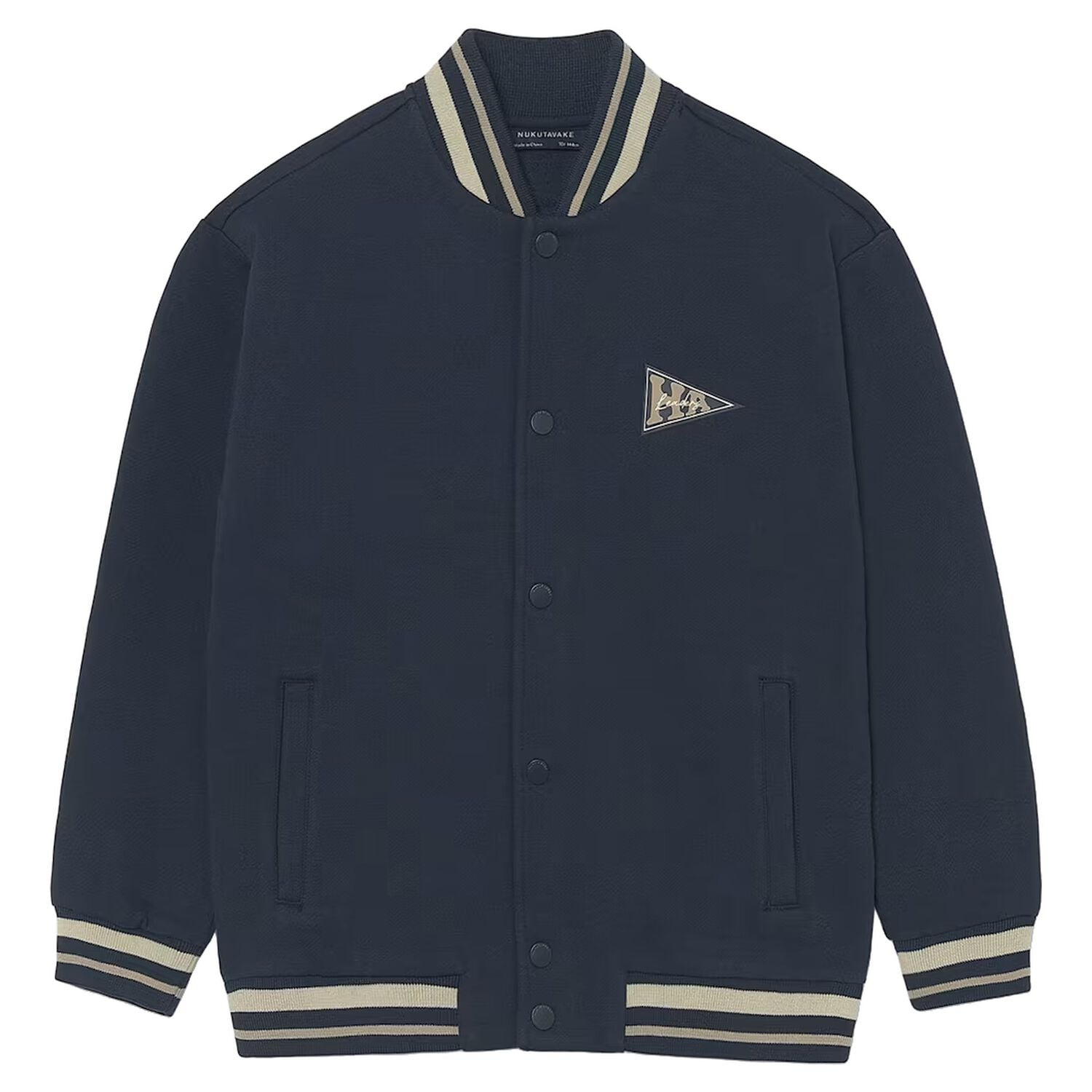 Boys Navy Blue Varsity Bomber Jacket, 1, hi-res