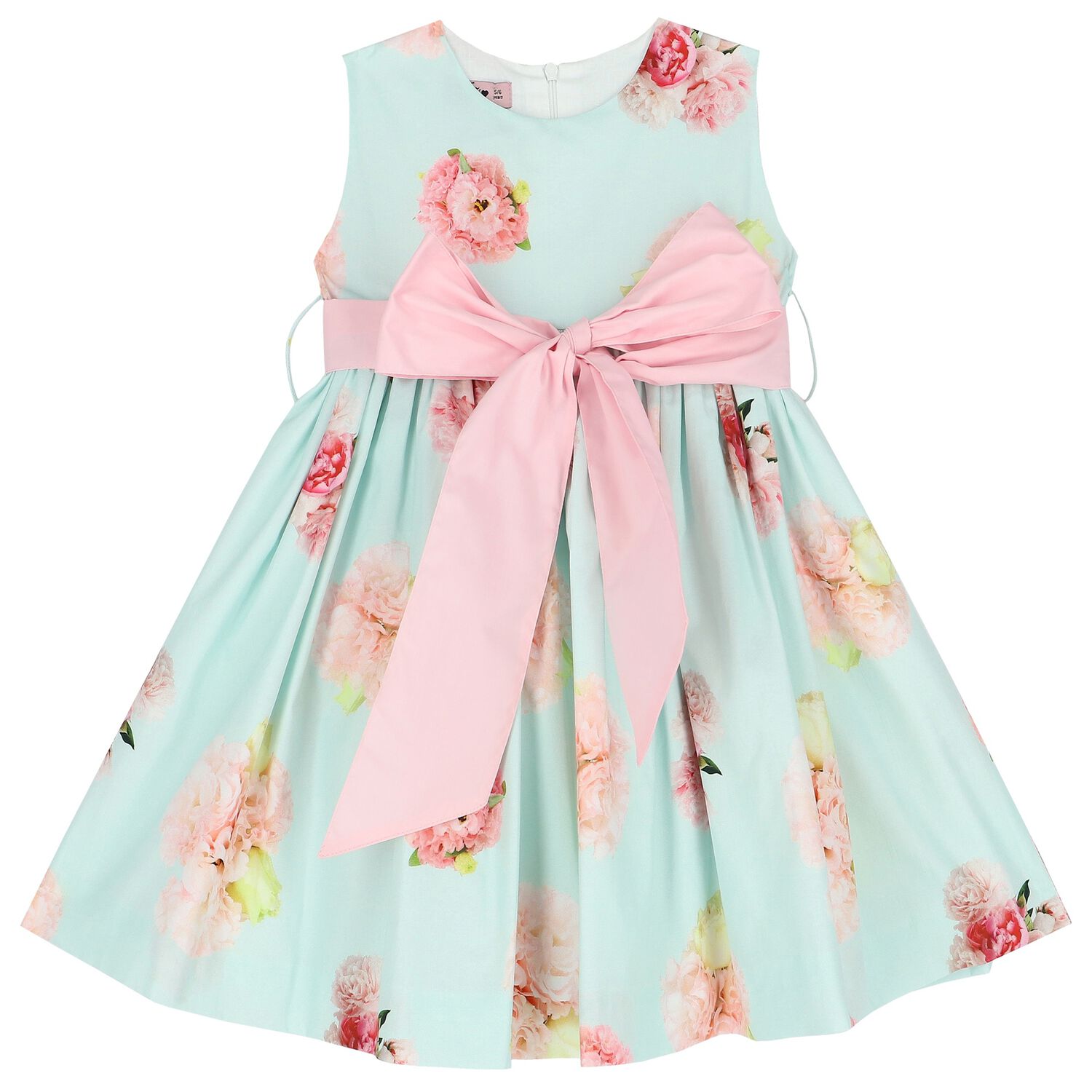 Girls Blue Floral Bow Dress, 1, hi-res image number null