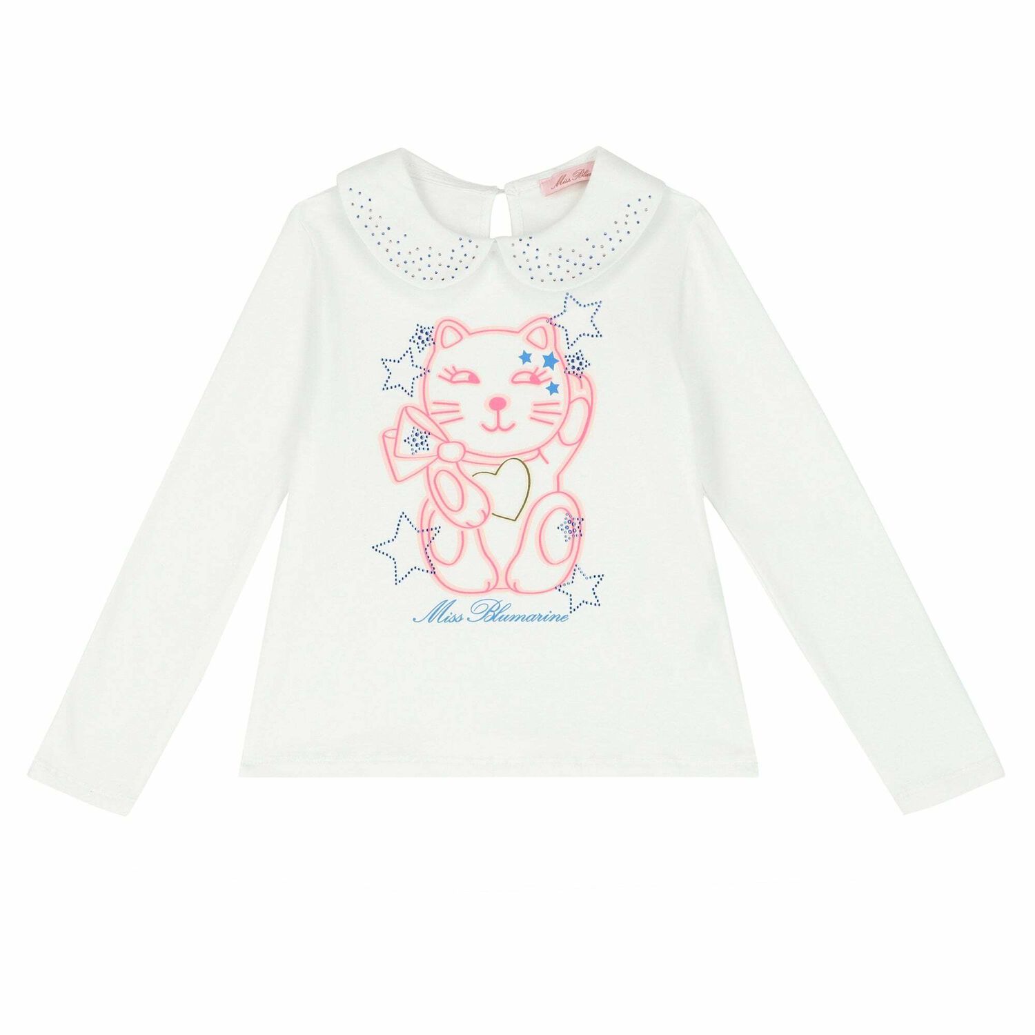 Girls White Printed Long Sleeve Top, 1, hi-res