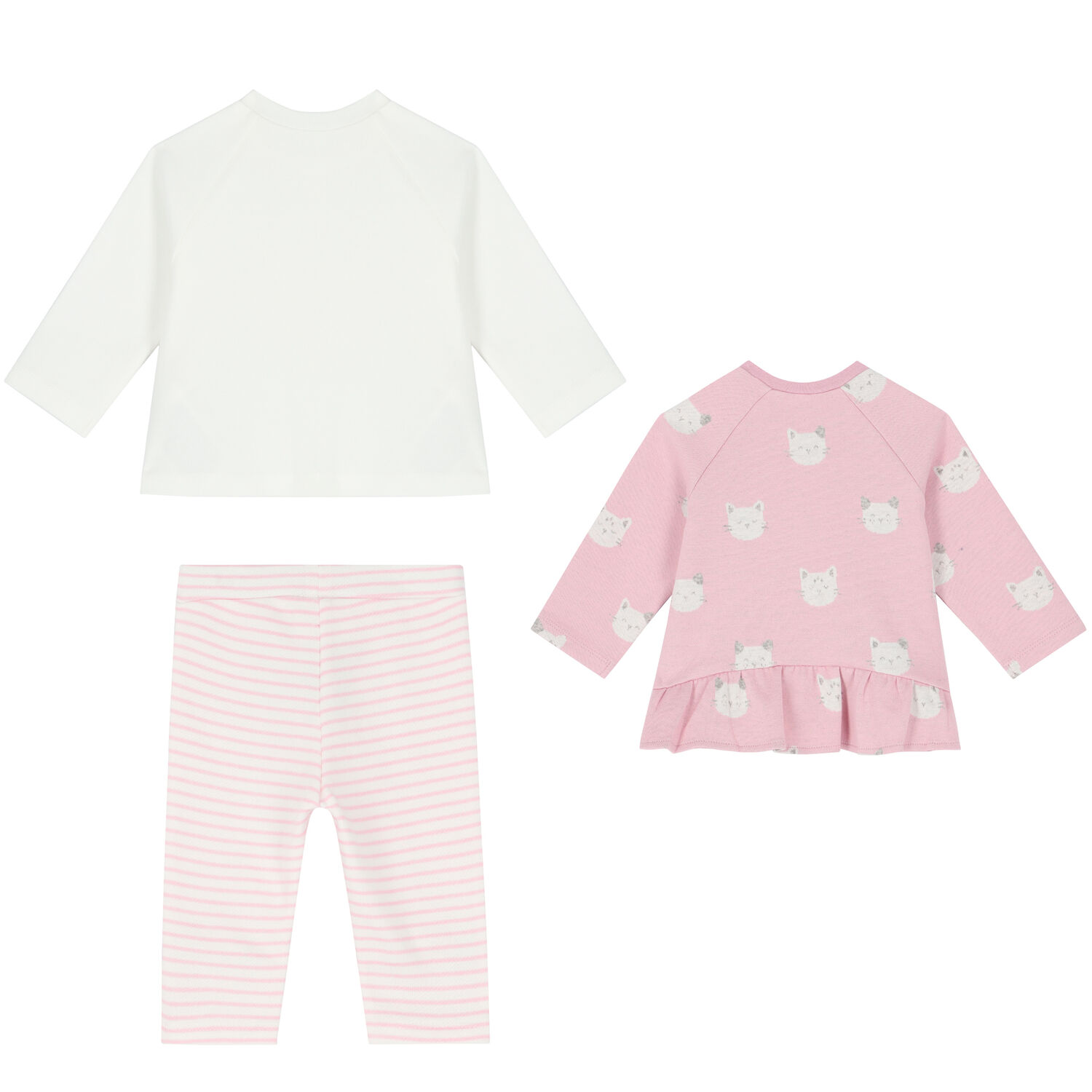 Baby Girls White & Pink 3 Piece Tracksuit, 1, hi-res