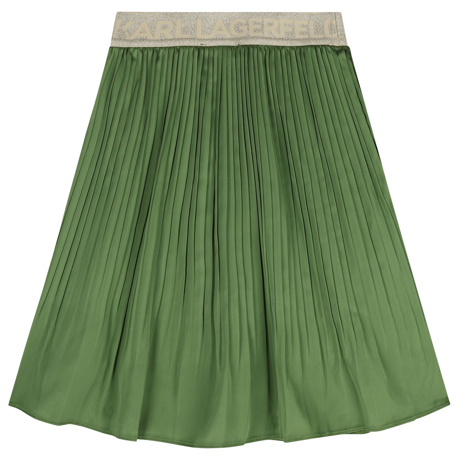Girls Green Logo Pleated Skirt, 2, hi-res