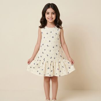 Girls Ivory Bow Dress