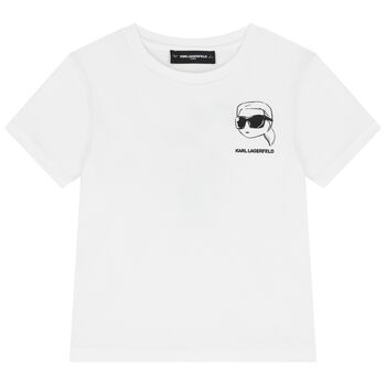 Boys Mini Me White Ikonik Karl Logo T-Shirt