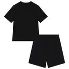 Boys Black Logo Shorts Set, 6, hi-res