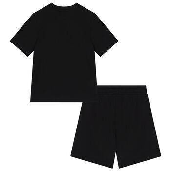 Boys Black Logo Shorts Set