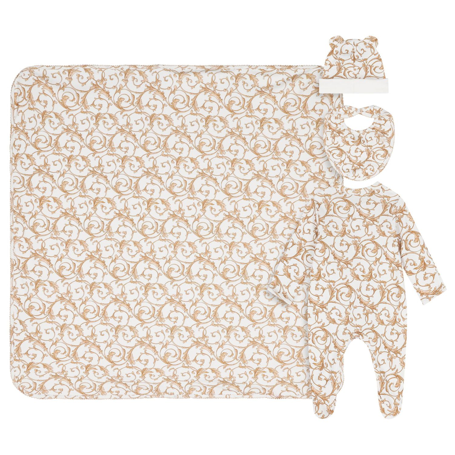 White & Gold Babygrow Gift Set (3 Piece), 1, hi-res