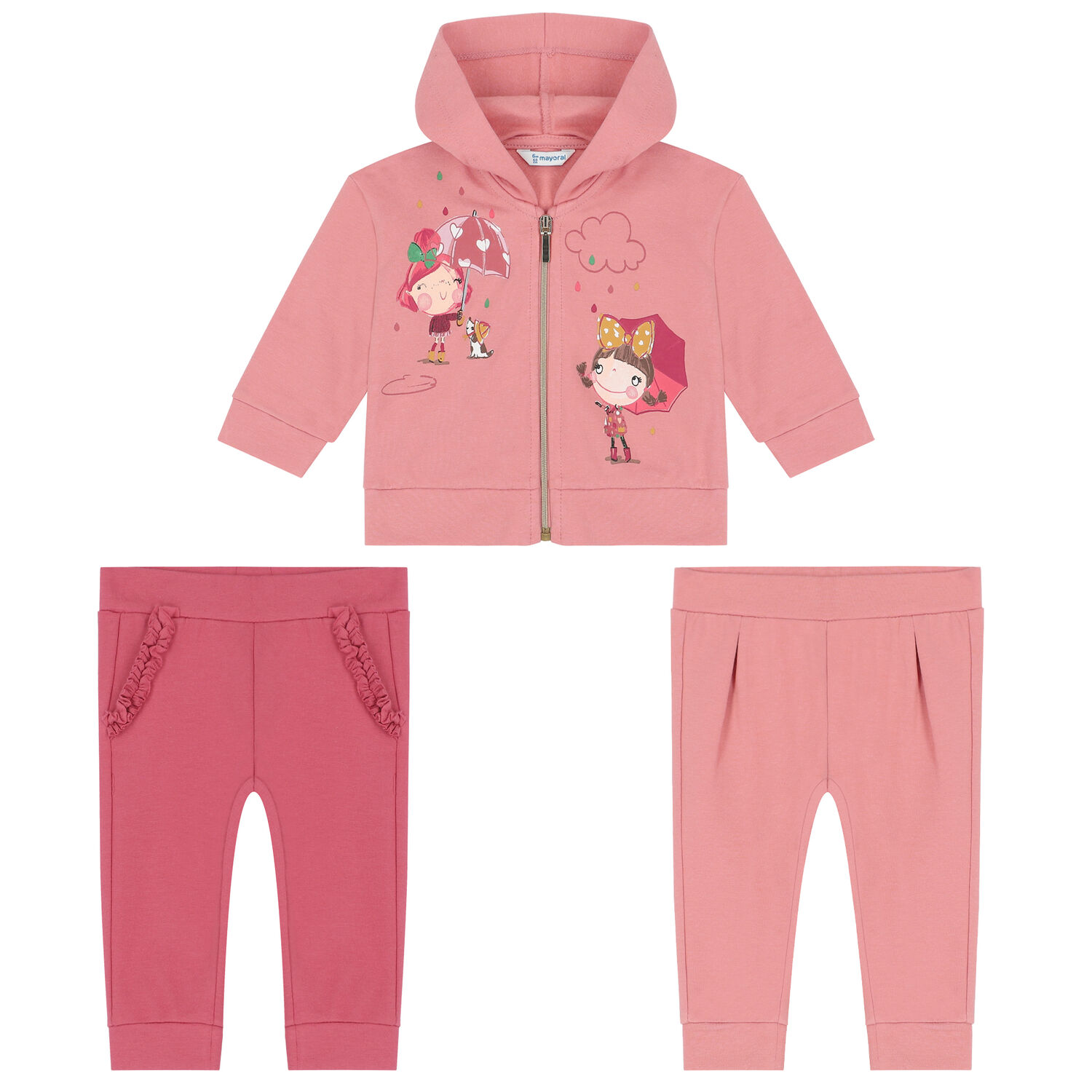 Younger Girls Pink 3-Piece Tracksuit, 1, hi-res image number null
