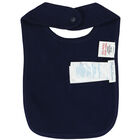 Baby Boys Navy Logo Bib, 1, hi-res