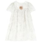 Girls White Tiered Dress, 1, hi-res