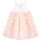 Girls Ivory & Pink Roses Tulle Dress, 1, hi-res