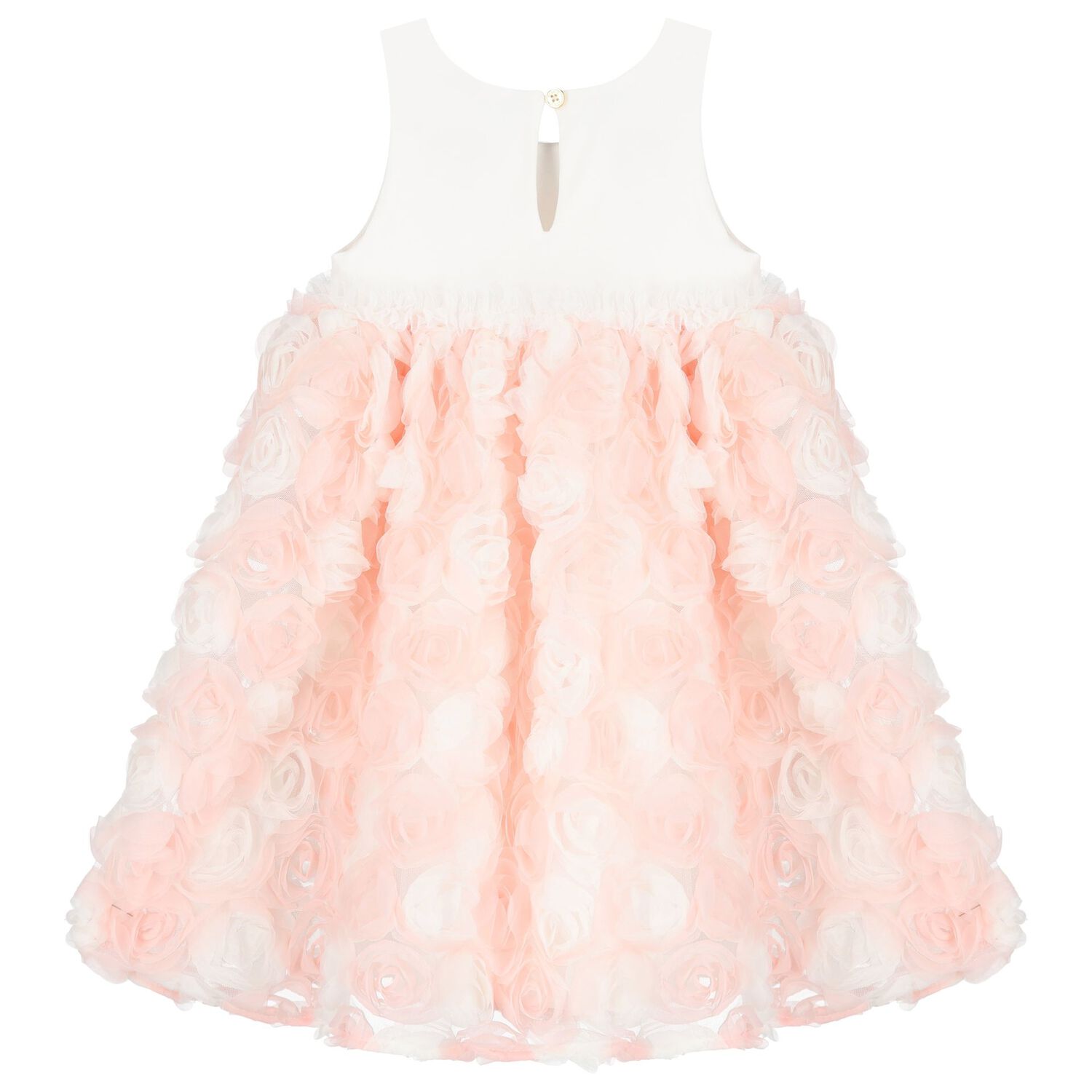 Girls Ivory & Pink Roses Tulle Dress, 1, hi-res image number null