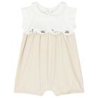 Baby Girls Beige & White Cotton Rompers ( 2-Pack ), 2, hi-res