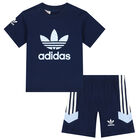 Boys Navy Blue Logo Short Set, 1, hi-res