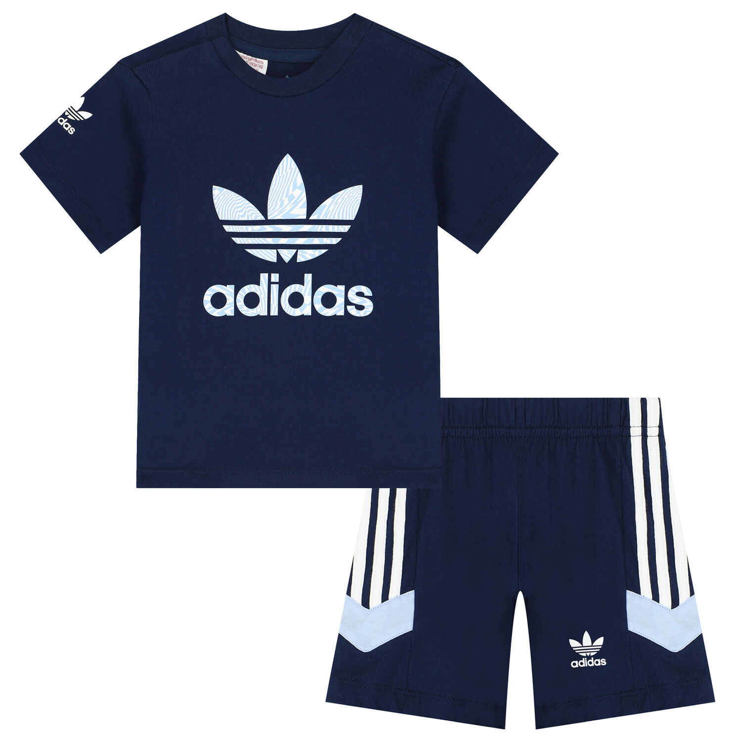 Boys Navy Blue Logo Short Set, 1, hi-res