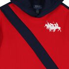 Boys Red & Navy Blue Logo Hooded Top, 1, hi-res