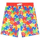 Boys Multi-Coloured Logo Puzzle Shorts Set, 1, hi-res