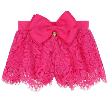 Girls Pink Lace Shorts