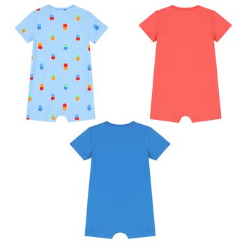 Baby Boys Red & Blue Rompers ( 3-Pack )