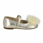 Girls Gold Fur Leather Shoes, 1, hi-res
