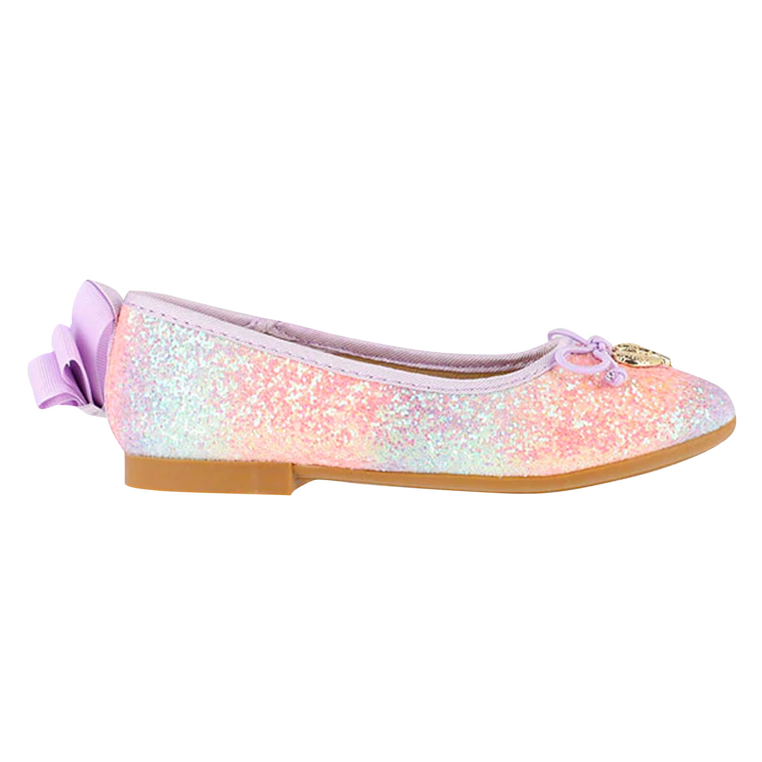 Girls Lilac Rainbow Glitter Shoes, 2, hi-res