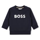 Younger Boys Navy Blue Logo Sweatshirt, 2, hi-res