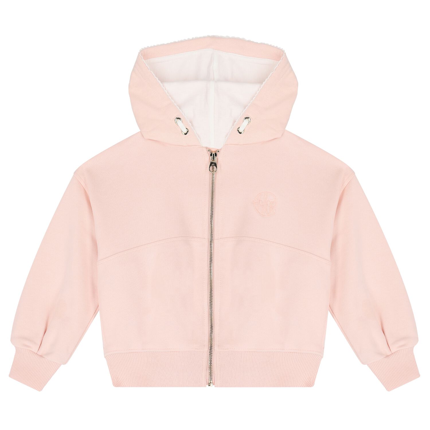 Girls Pink Logo Hooded Zip Up Top, 1, hi-res