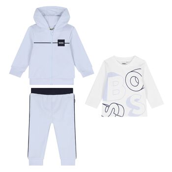 Baby Boys Blue & White Logo Tracksuit Set